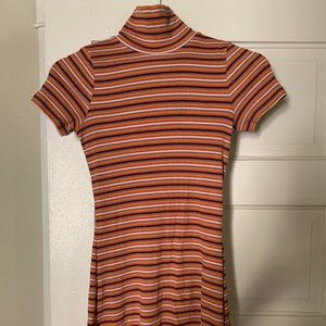 Striped Stretchy Turtleneck Dress